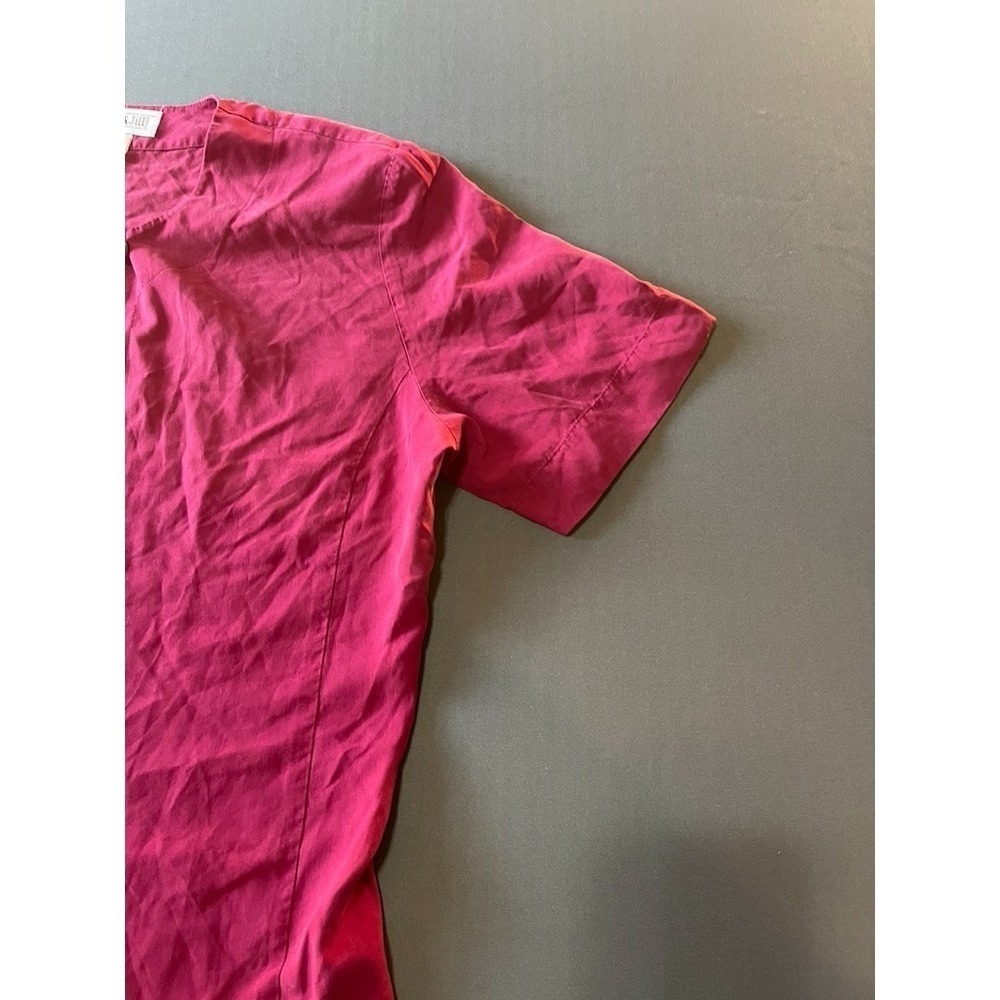 Vintage Christie and Jill Red Silk Short Sleeve Blouse Size 8 - Picture 6 of 9